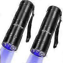 (As show, One size) 2pcs Uv Blacklight Flashlight 12 Leds 395nm Mini Flashlight Detector