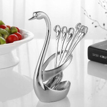 (As show, One size) 1pc Zinc Alloy Swan Holder Fork Spoontableware Set Stand Holder Dinnerware Sets Holder Wedding Party Decor
