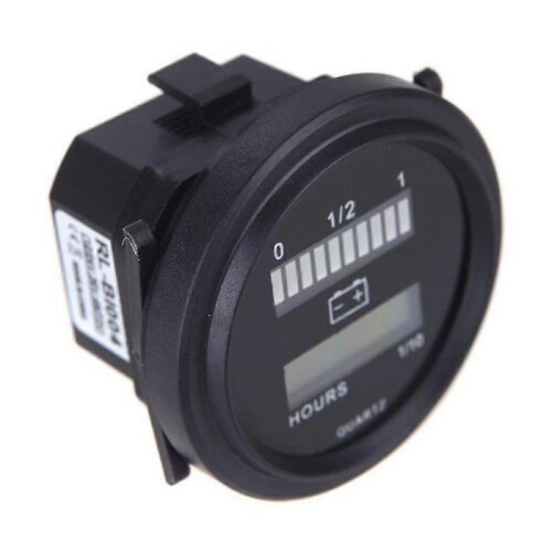 12V/24V/36V/48V/72V Universal LED Digital Battery Status Charging Indicator with Hour Meter Black 2