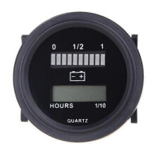 12V/24V/36V/48V/72V Universal LED Digital Battery Status Charging Indicator with Hour Meter Black