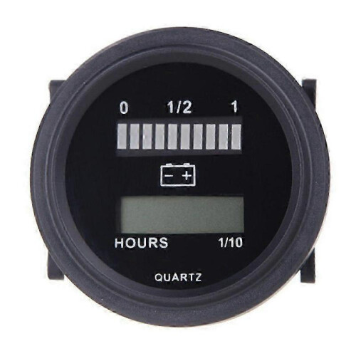 12V/24V/36V/48V/72V Universal LED Digital Battery Status Charging Indicator with Hour Meter Black