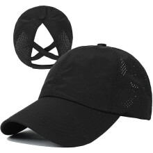 (White, One size) Womens Criss Cross Ponytail Baseball Cap Adjustable High Messy Bun Ponycap Quick Drying Hat