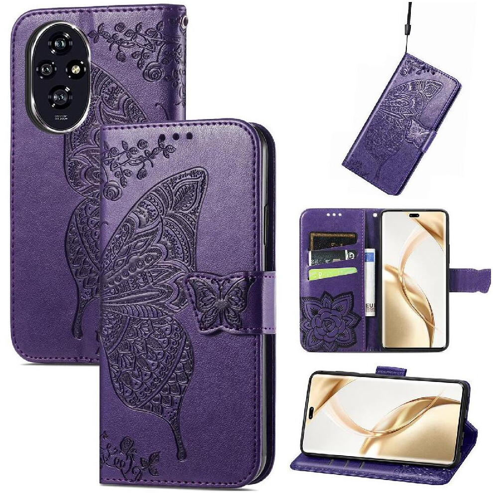 ( Violet) Flip Case For Honor 200 Pro Butterfly Business Wing Multi-Color Wallet Dark 764563591367