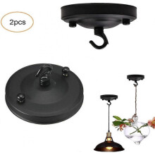 Vintage Ceiling Plate Chandelier, Retro Iron Ceiling Rose Hook Plate Holder Pendant Lamp Roof Suck D