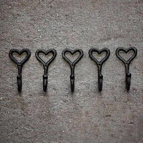 5 Pack Heart Shaped Hooks Decorative Hooks Heart Shaped Wall Hooks Cast Iron Coat Hooks 1