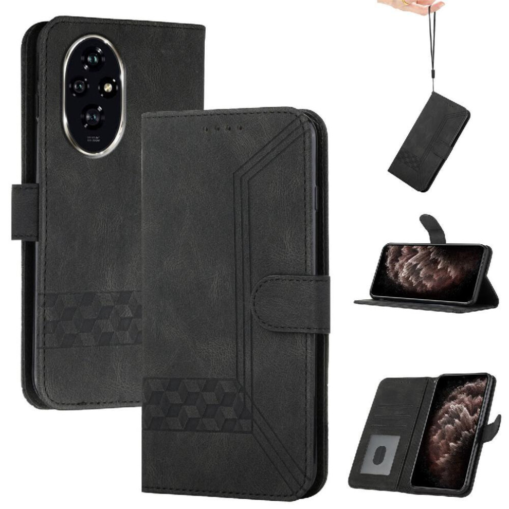 (Black) Compatible With Honor 200 With Handy Stand Feature Pu Leather Card Cover Wallet Black 764563592401