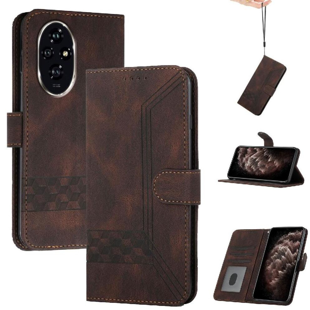 (Brown) Compatible With Honor 200 Pro Wallet With Handy Stand Feature Card Cover Pu Leather Brown 764563592463