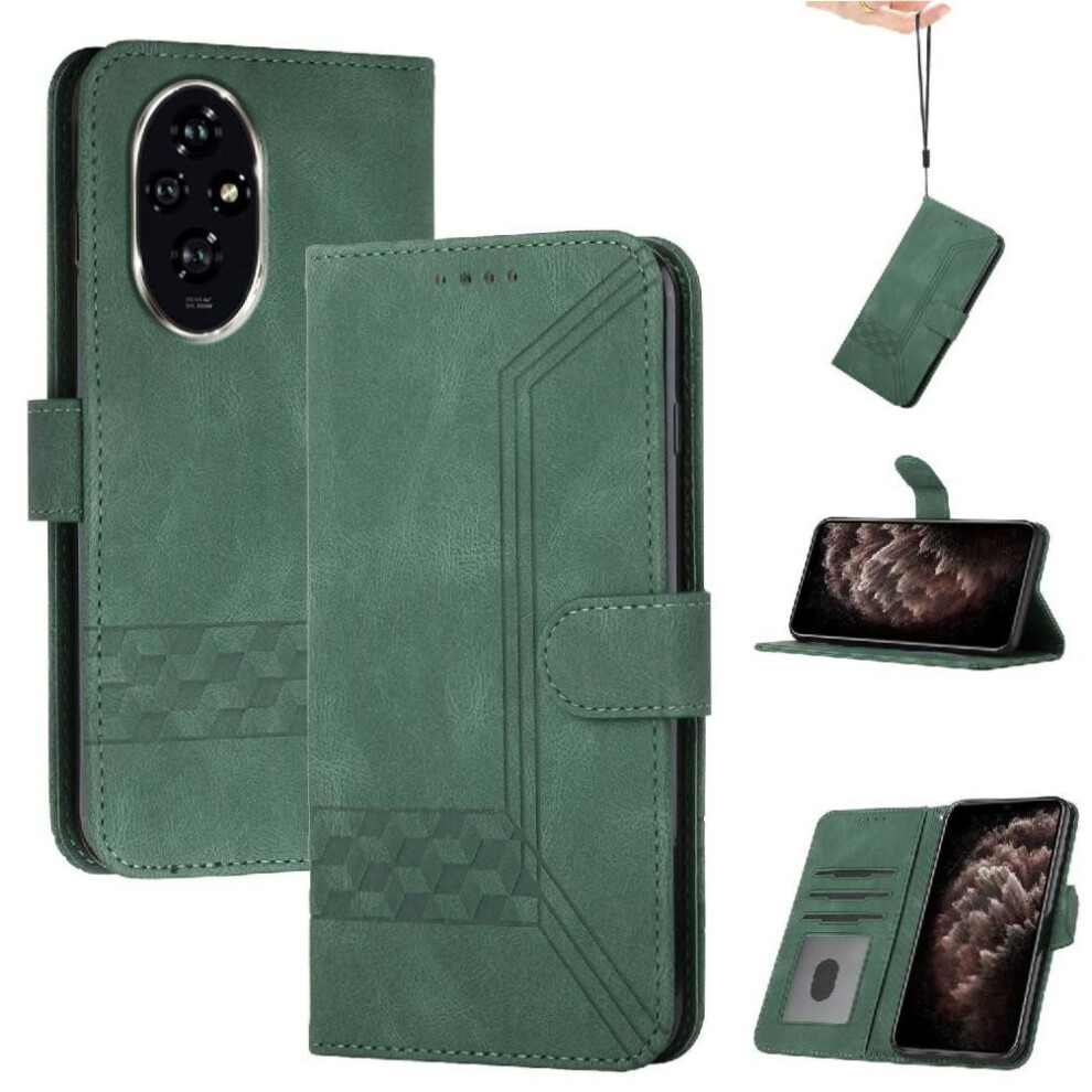 (Green) Compatible With Honor 200 Pro Wallet With Handy Stand Feature Card Cover Pu Leather Green 764563592449
