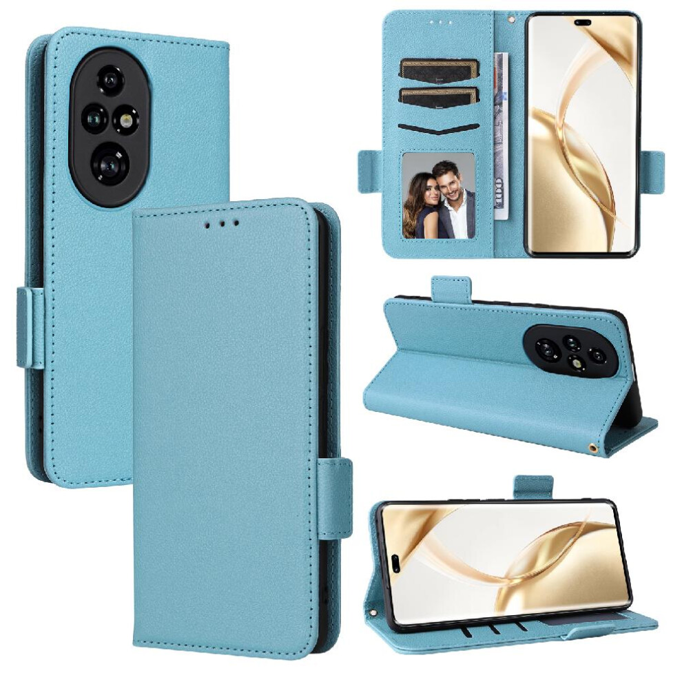 Photos - Case   for Honor 200 Pro Pu Leather Card Slots Holder Side Buckle Magnetic Wallet(Light blue)
