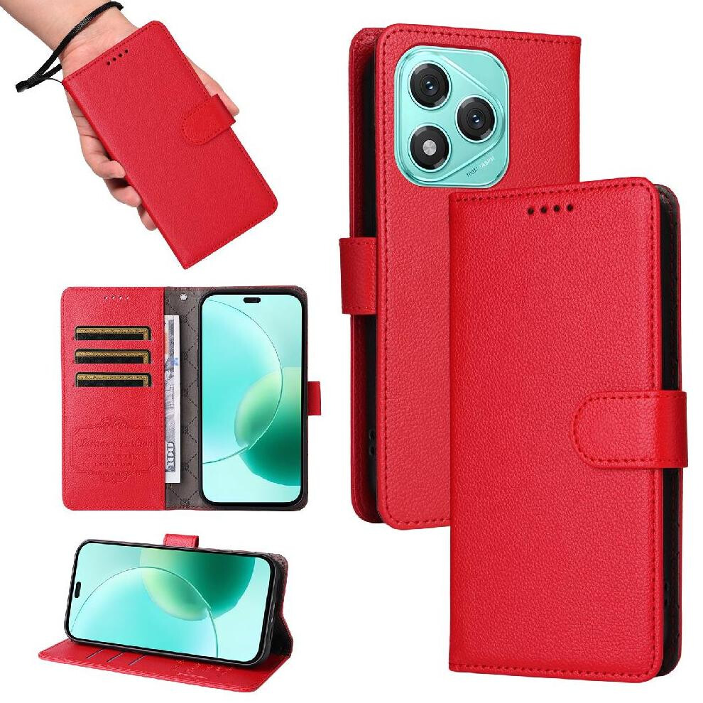(Red) Flip Case For Honor 400 Lite Magnetic Car Mount Crad Slot Wallet Wireless Charging Red 764563593408