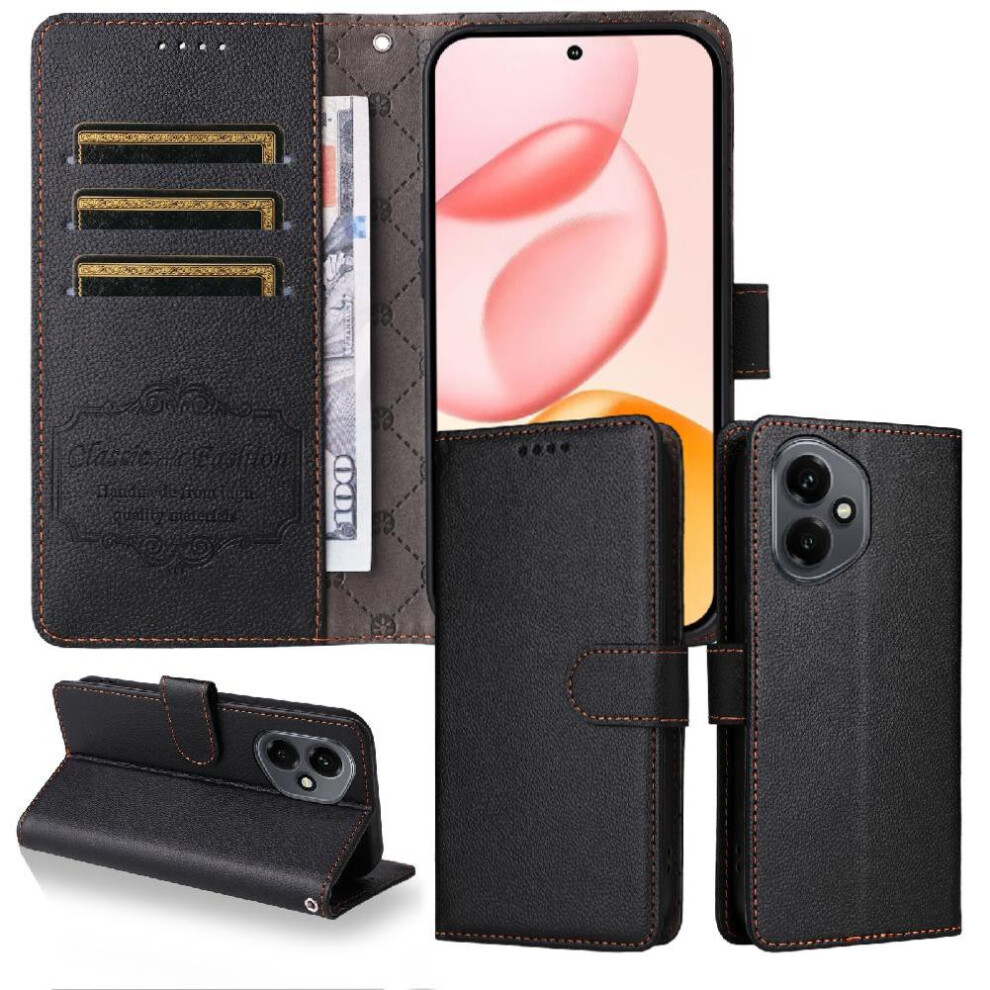 (Black) Flip Case For Honor 400 5G Magnetic Car Mount Wireless Charging Crad Slot Wallet Black 764563593446