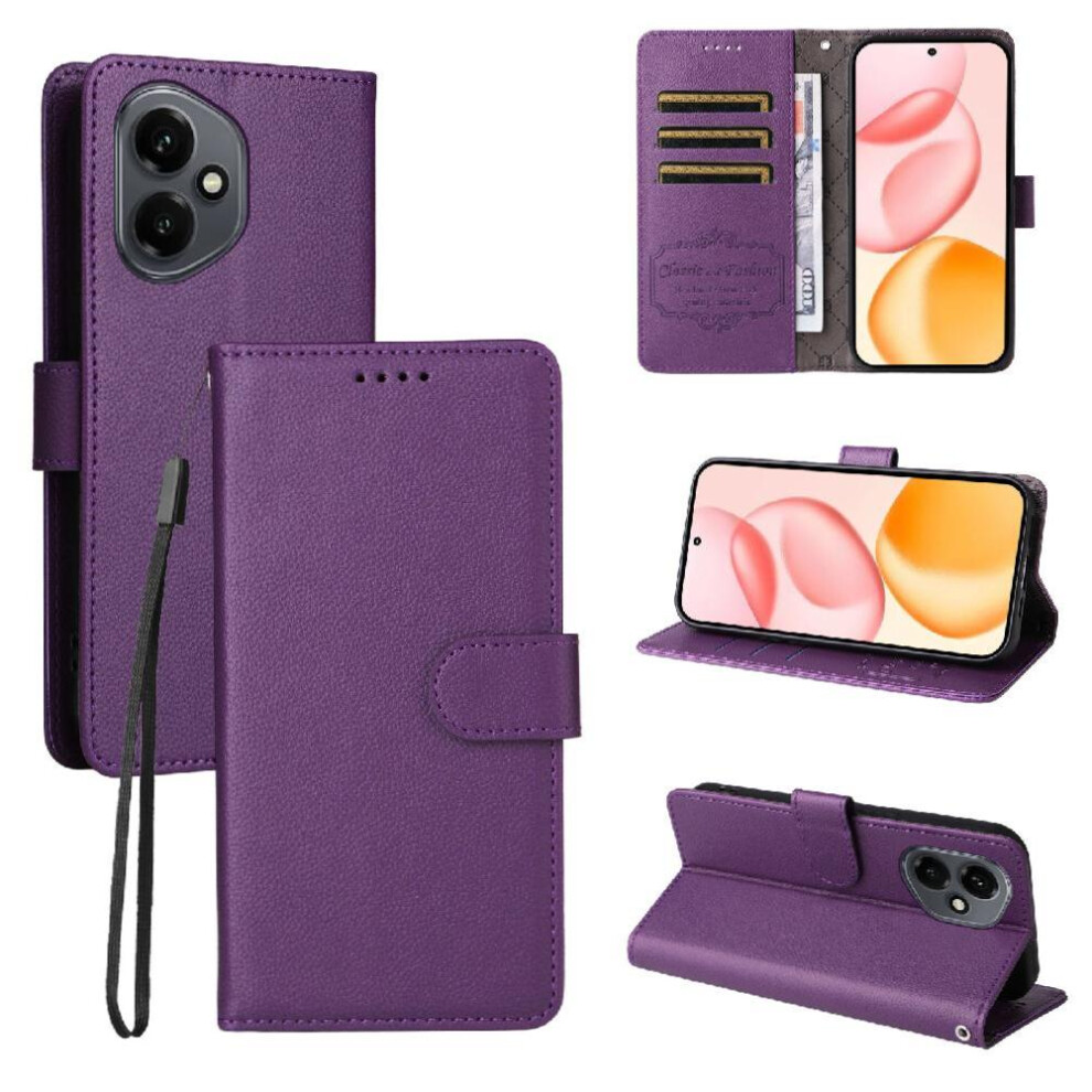 (Purple) Flip Case For Honor 400 5G Magnetic Car Mount Wireless Charging Crad Slot Wallet Purple 764563593439