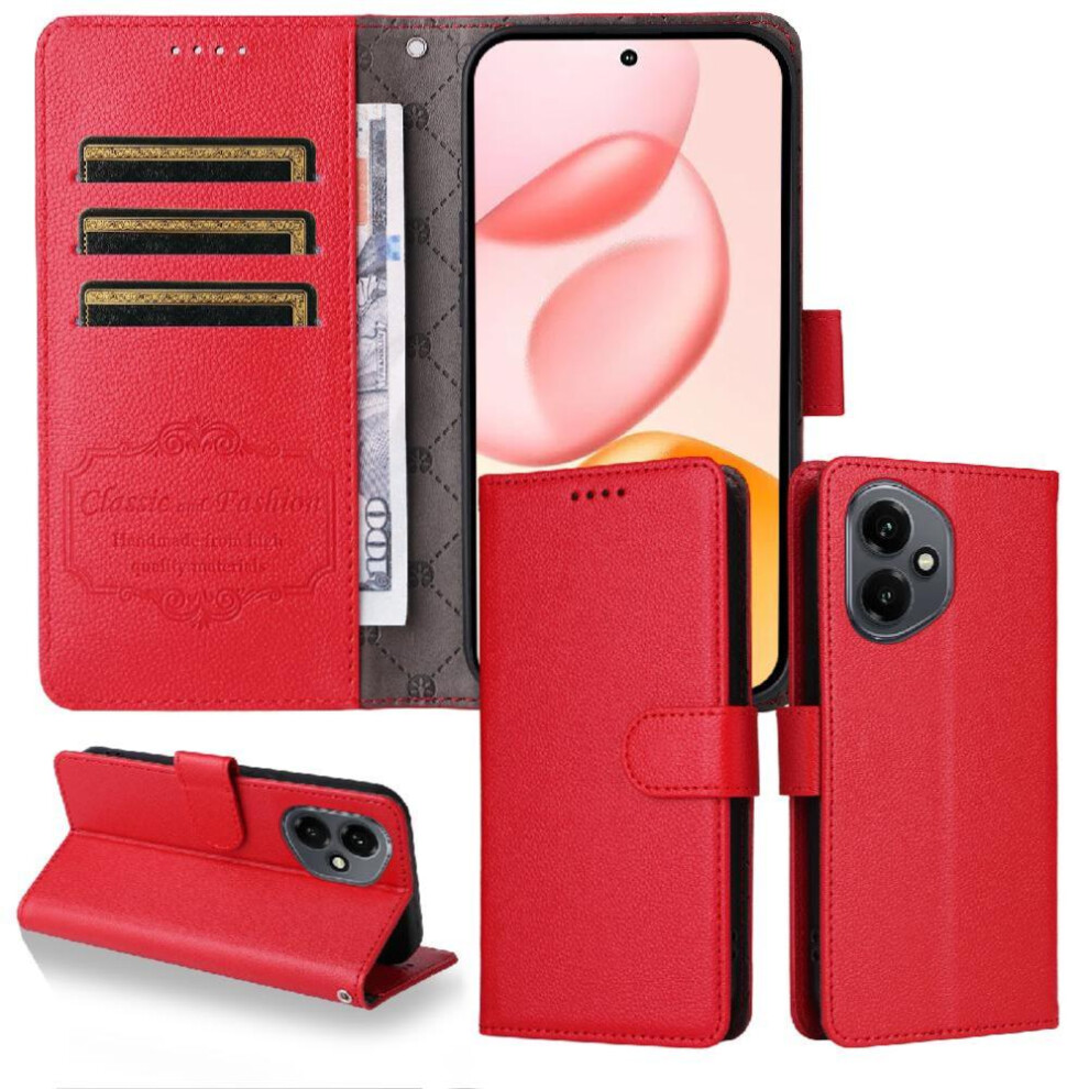 (Red) Flip Case For Honor 400 5G Magnetic Car Mount Wireless Charging Crad Slot Wallet Red 764563593453