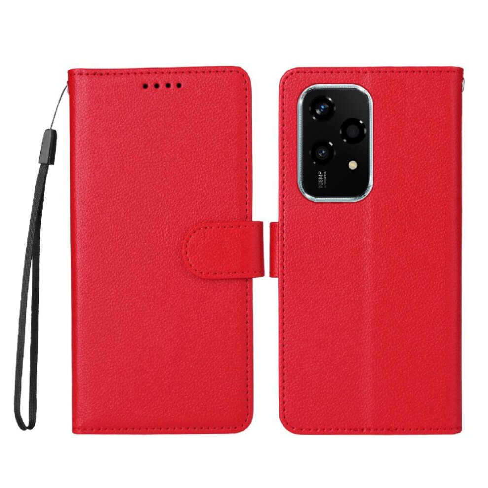 (Red) Flip Case For Honor 200 Lite 5G Crad Slot Wireless Charging Magnetic Car Mount Wallet Red 764563593569