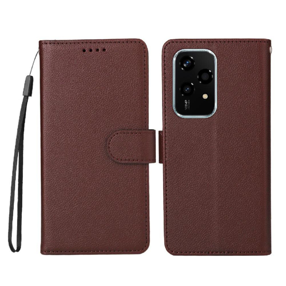 (Brown) Flip Case For Honor 200 Lite 5G Crad Slot Wireless Charging Magnetic Car Mount Wallet Brown 764563593538