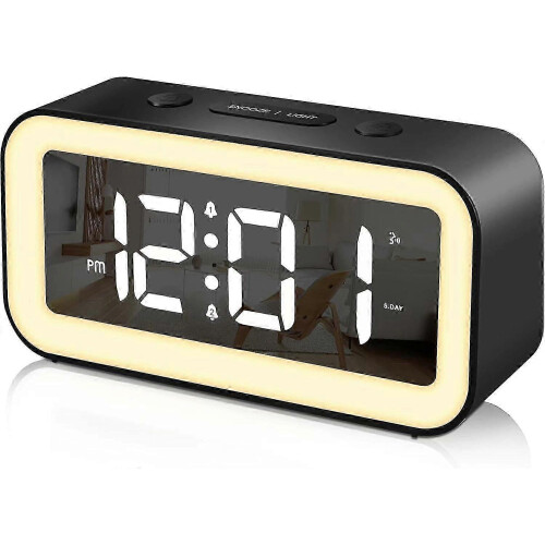 (As show, One size) Digital Alarm Clock with Adjustable LED Night Light - 12/24 Hours USB Powered