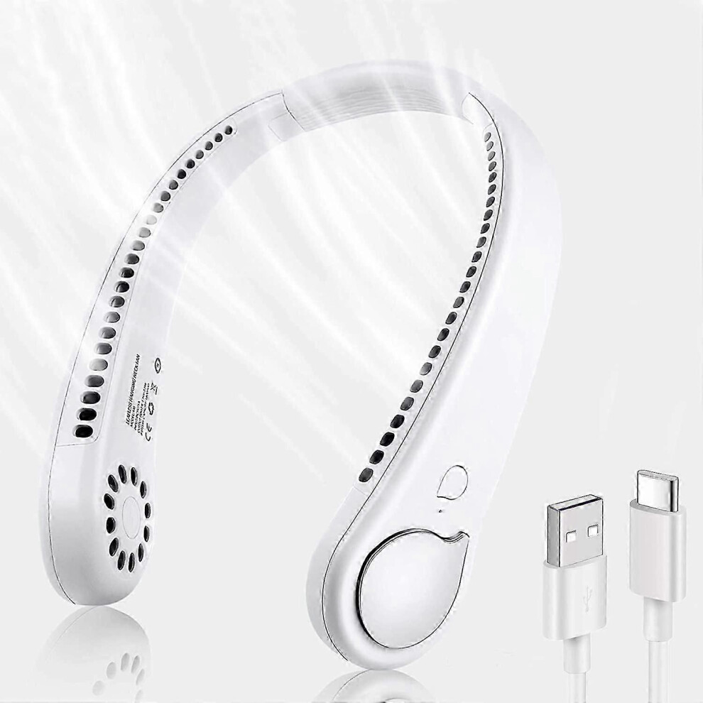 (As show, One size) Leafless Portable Neck Fan - USB Rechargeable 360 Adjustable (3 Speeds)-image-OPC-PHM7TZ8-NEW