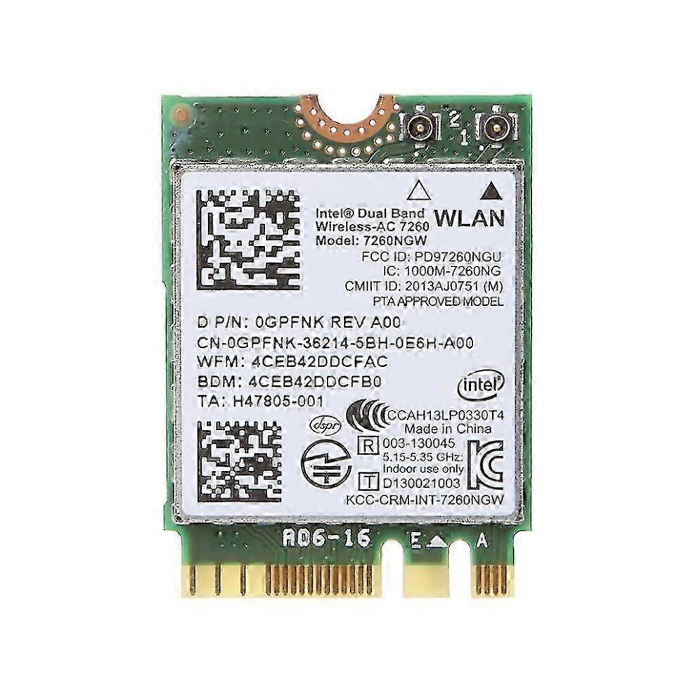 (As Show, One Size) Wireless-Ac 7260 7260Ngw Wifi Card Dual Band 150Mbps Wlan Adapter Connector 4631898274332