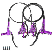 (As show, One size) Mountain Bike Hydraulic Disc Brake Calipers 160mm Rotor Purplel Rear R Front