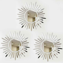 (As show, One size) 3 Pieces Wall Mirror Decorative Mirror Wall Sticker Mirror Small Wall Mirror Decoration for Living Room Bedroom and Bathroom Wall Decor Silver