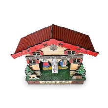 (As show, One size) Weather House Chalet Barometer Thermometer - Handcrafted Wood Weather House