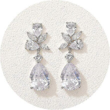 (As show, One size) Elegant Bridal Wedding Earrings for Brides, Bridesmaids, Cubic Zirconia Teardrop Dangle Earrings for Women Formal Jewelry