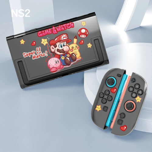 (Mario Pikachu) Painted Hard PC + TPU Handle Protective Case Cover Shell For NS2 Switch 2 UK