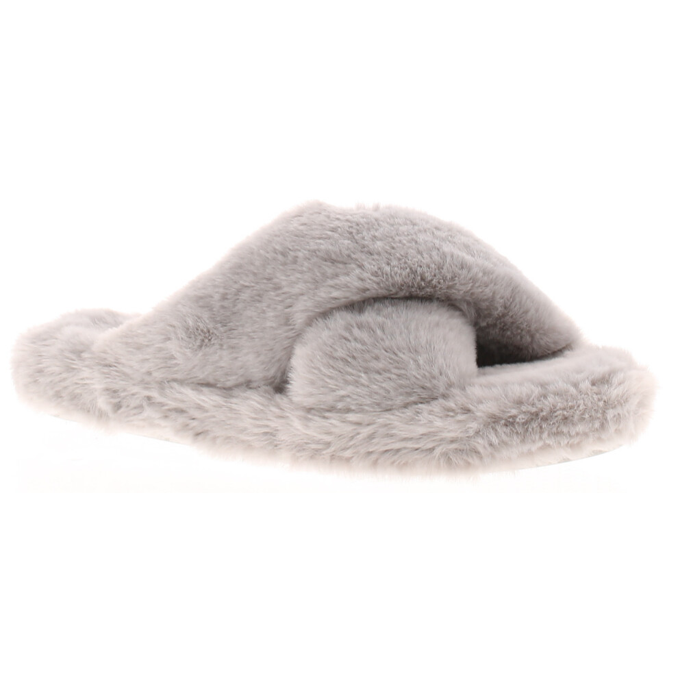 (Grey, 3 (Adults')) Ted Baker Womens Slippers Mule Faux Fur Lopply grey UK Size