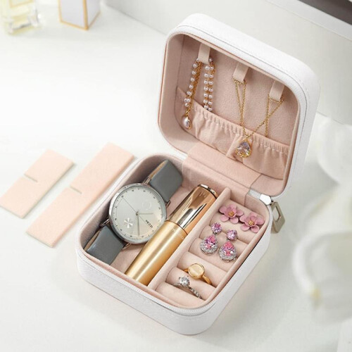 Jewelry Box Necklace Ring Storage Box (White)