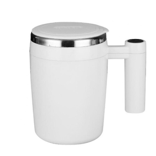 (white) Automatic Stirring Cup Magnetic Self-Stirring Coffee Cup Stainless Steel Protein