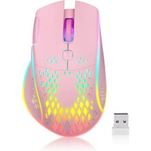 Gaming Mouse, Wireless Mouse Rechargeable Honeycomb Wireless Gaming Mouse with RGB Light/USB Receive