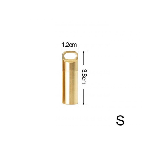 Waterproof Pill Box Case Brass Container Keyring Medicine Capsule Holder Small 1