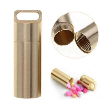 Waterproof Pill Box Case Brass Container Keyring Medicine Capsule Holder Small