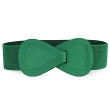 Interlock Buckle 8-shaped Faux Leather Elastic Belt Cinch Waistband for Lady