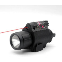 LED flashlight with push switch and 20mm Picatinny rail red