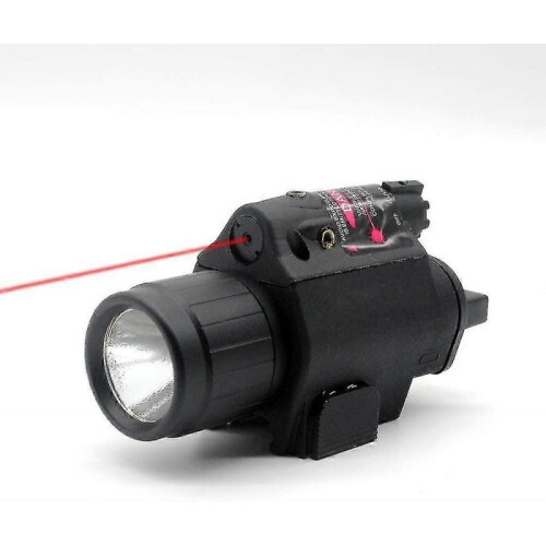 LED flashlight with push switch and 20mm Picatinny rail red