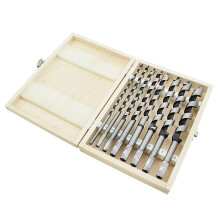 8Pcs Spiral Drill Bit Set Carbon Steel Hex with Wooden Case