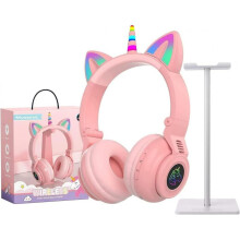 Wireless Bluetooth Headphones,Kids Headphones,Foldable Unicorn Bluetooth Headphones (Pink)