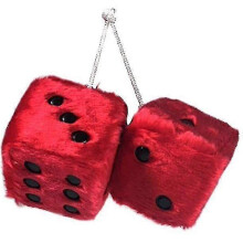 (white, One size) 1 Pair Of Retro Square Mirror Hanging Couple Fuzzy Plush Dice With Dots For Car Interior Ornament Decoration