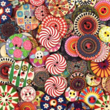 100pcs Wooden Buttons Mixed Round Assorted Colorful Retro Crafting Buttons