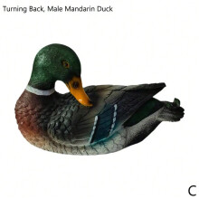 (Dark Grey) Large Size Outdoor Garden Duck Statues Cute Resin Mandarin Duck Statue Garden Pond Decoration Home Decor Animal Sculpture