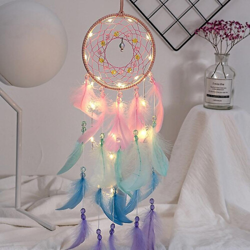 Dream catcher, handmade feathers with lights 1