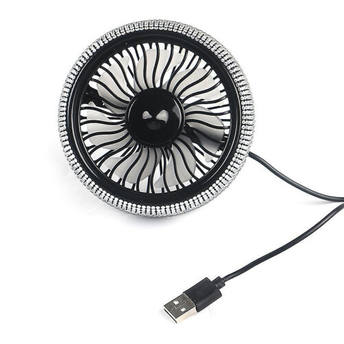 Car Fan USB Fan with LED Light for Car Air Vent