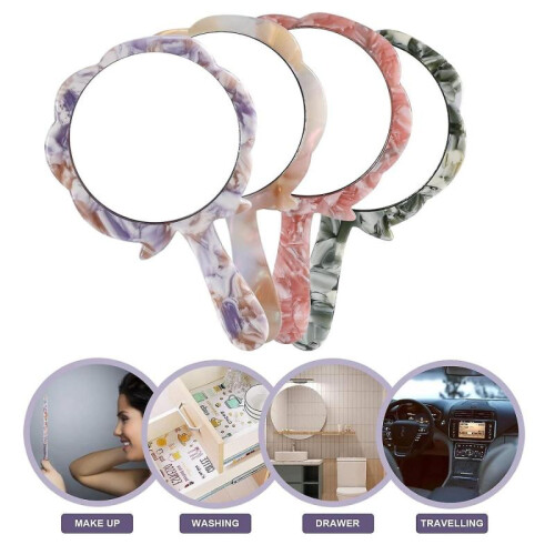 1Pcs Round Rose Flower Mini Handheld Mirror 1