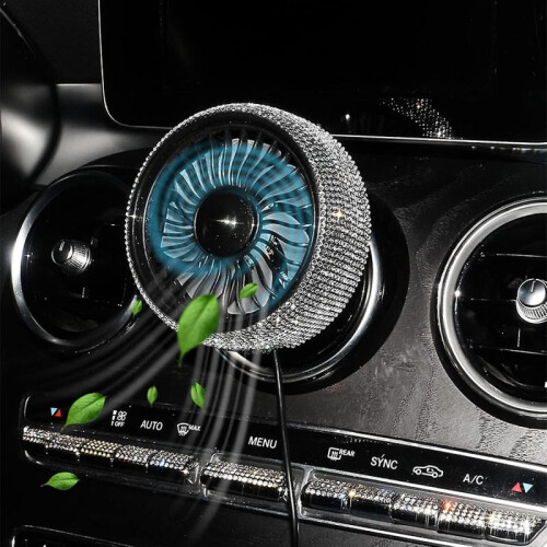 Car Fan USB Fan with LED Light for Car Air Vent 2