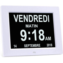 8 Inch LCD Digital calendar clock, calendar clock with date, day of the week and time (white)