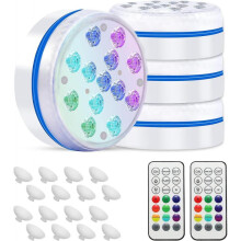 Submersible LED Pool Light,Upgraded IP68 Waterproof Pool Light Underwater with Remote RF, 4 Magnets,