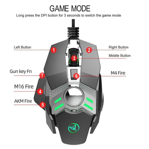 Mechanical Gaming Mouse 7-button Programmable Wired Mouse with Cool Lights 2