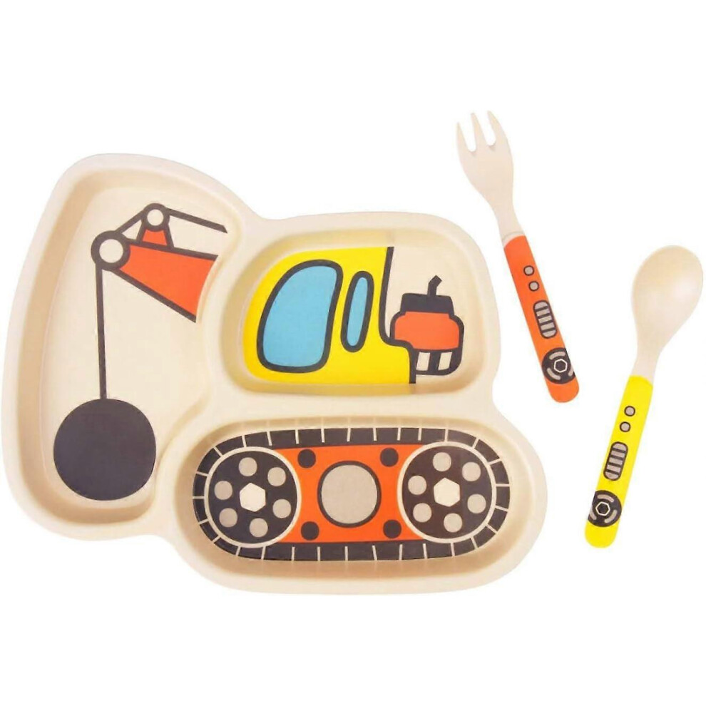 (As show, One size) Kid Plate Set Bamboo Toddler Plates Dinnerware Dinner Dish Set Baby Feeding Spill Proof Divided Plate-Ball machine