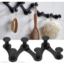 (As show, One size) Decorative Wall Mounted Coat Rack with 5 Hooks - Metal Expandable Foldable Coat Rack (Black)